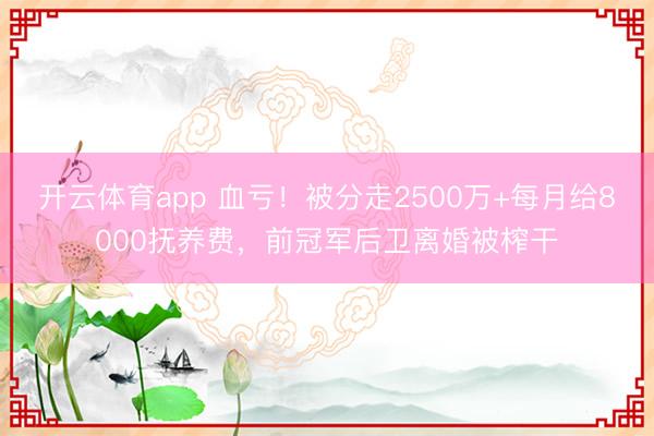開云體育app 血虧!被分走2500萬+每月給8000撫養費,前冠軍后衛離婚被榨干